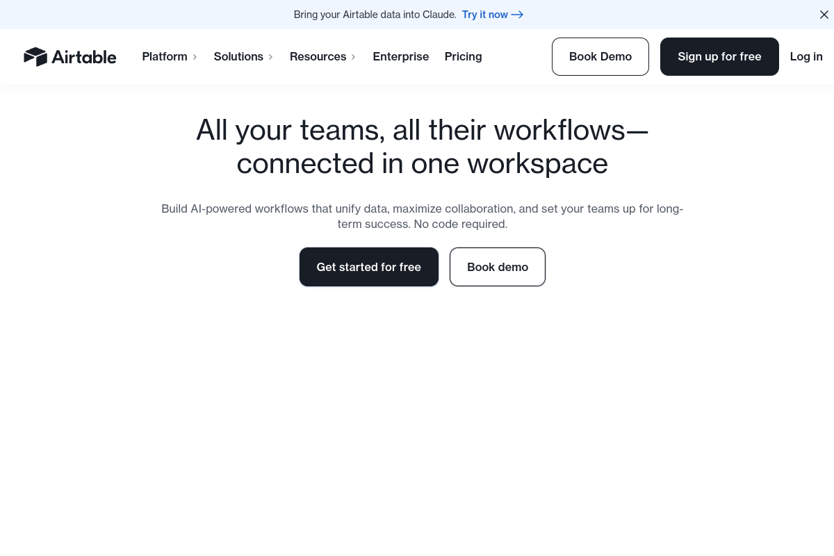 Airtable homepage