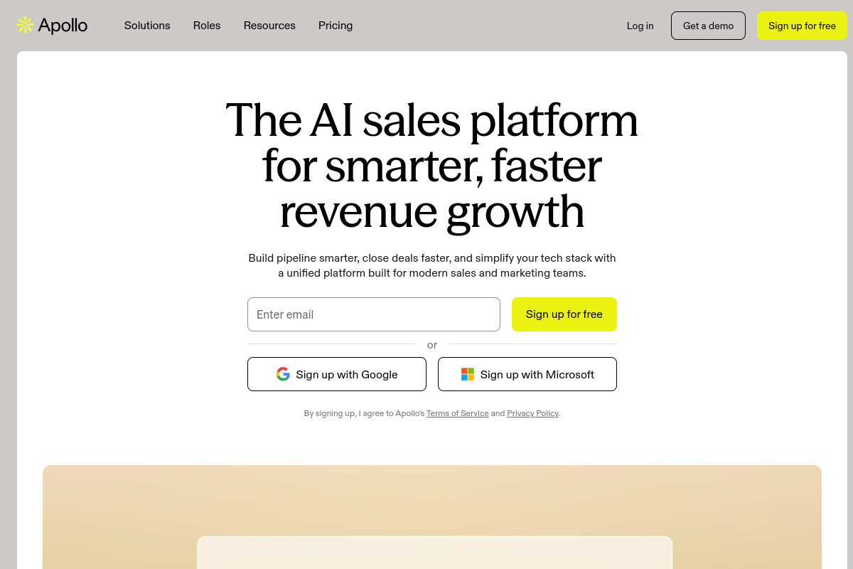 Apollo.io homepage