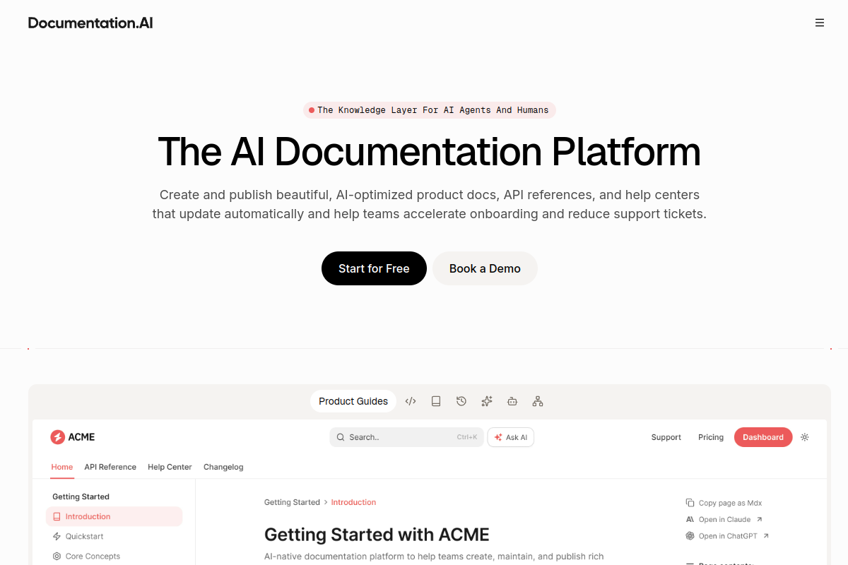 Documentation.AI homepage
