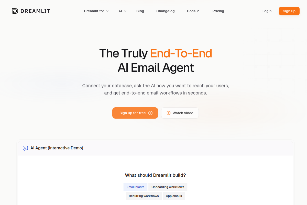 Dreamlit AI homepage