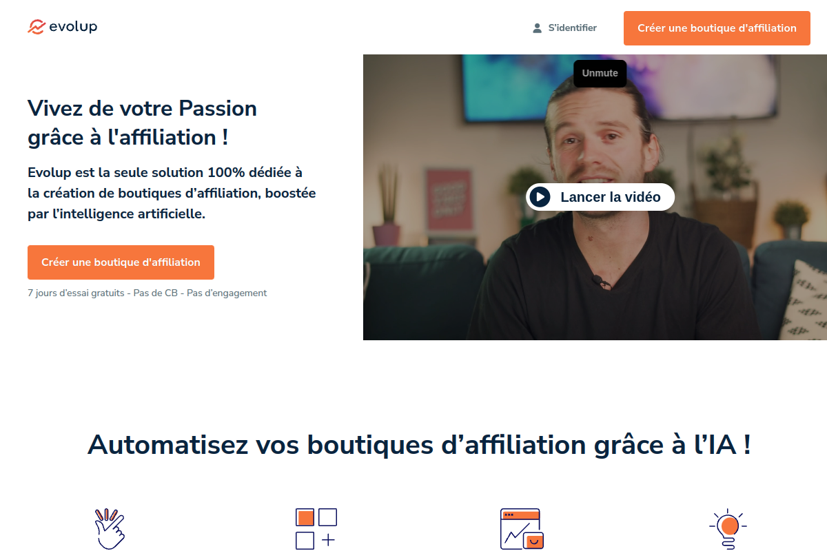 Evolup homepage