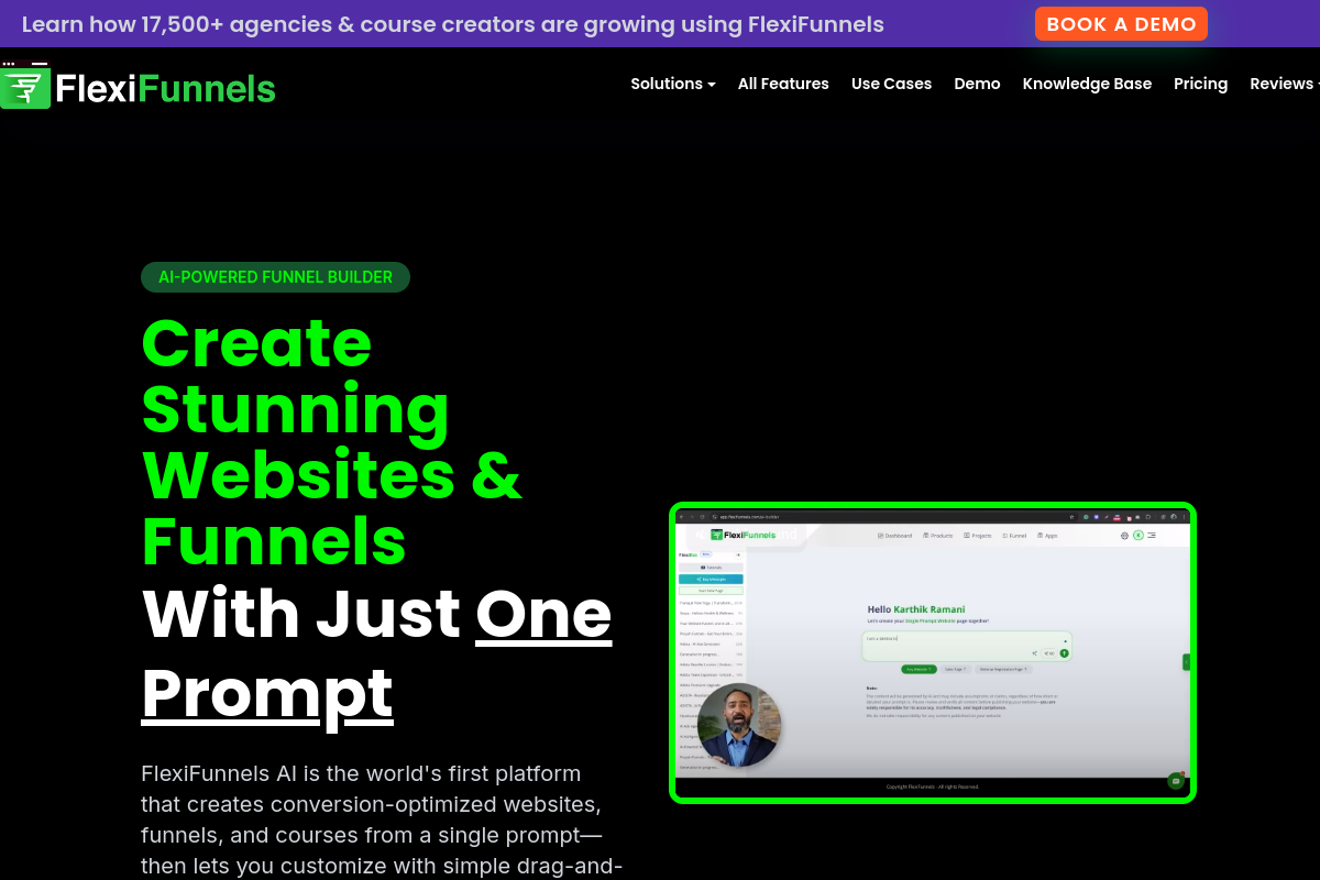 FlexiFunnels homepage