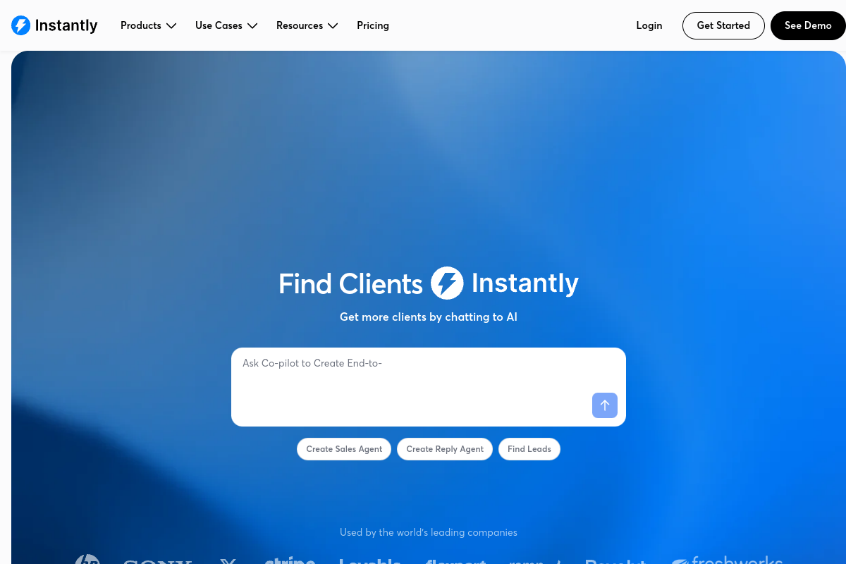 Instantly.ai homepage