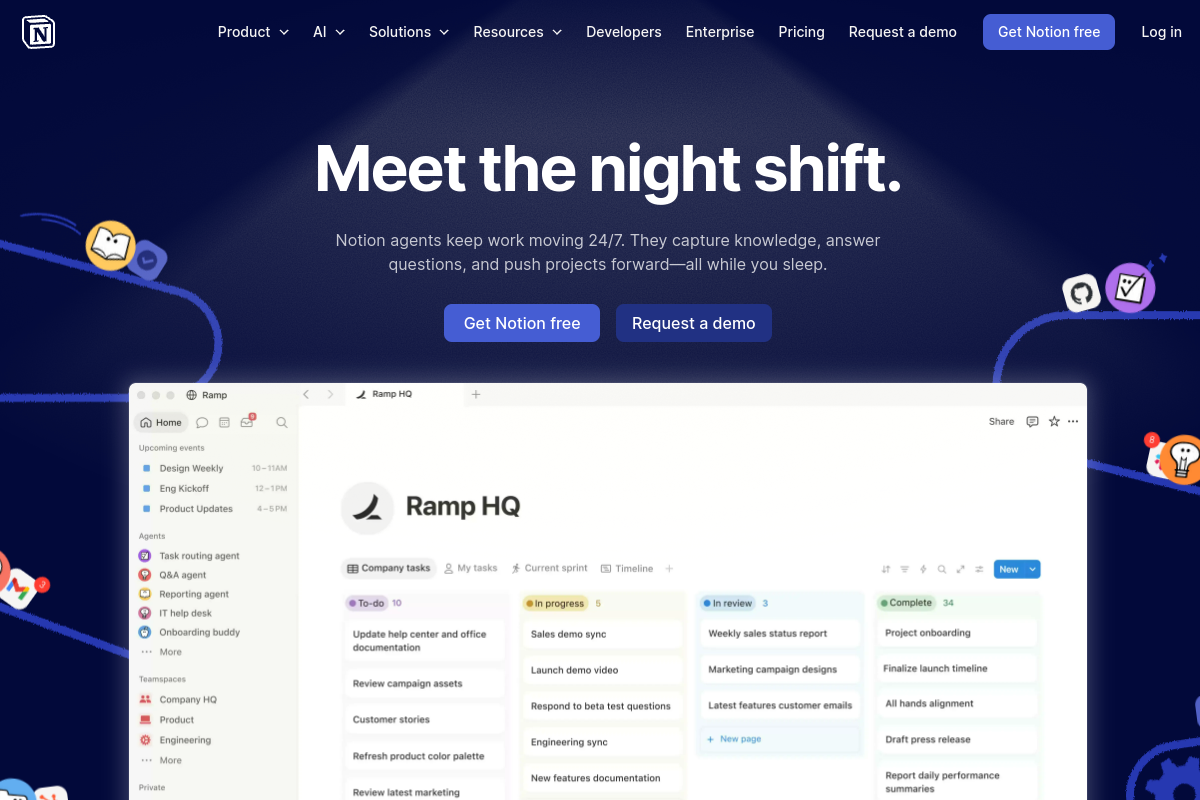 Notion AI homepage