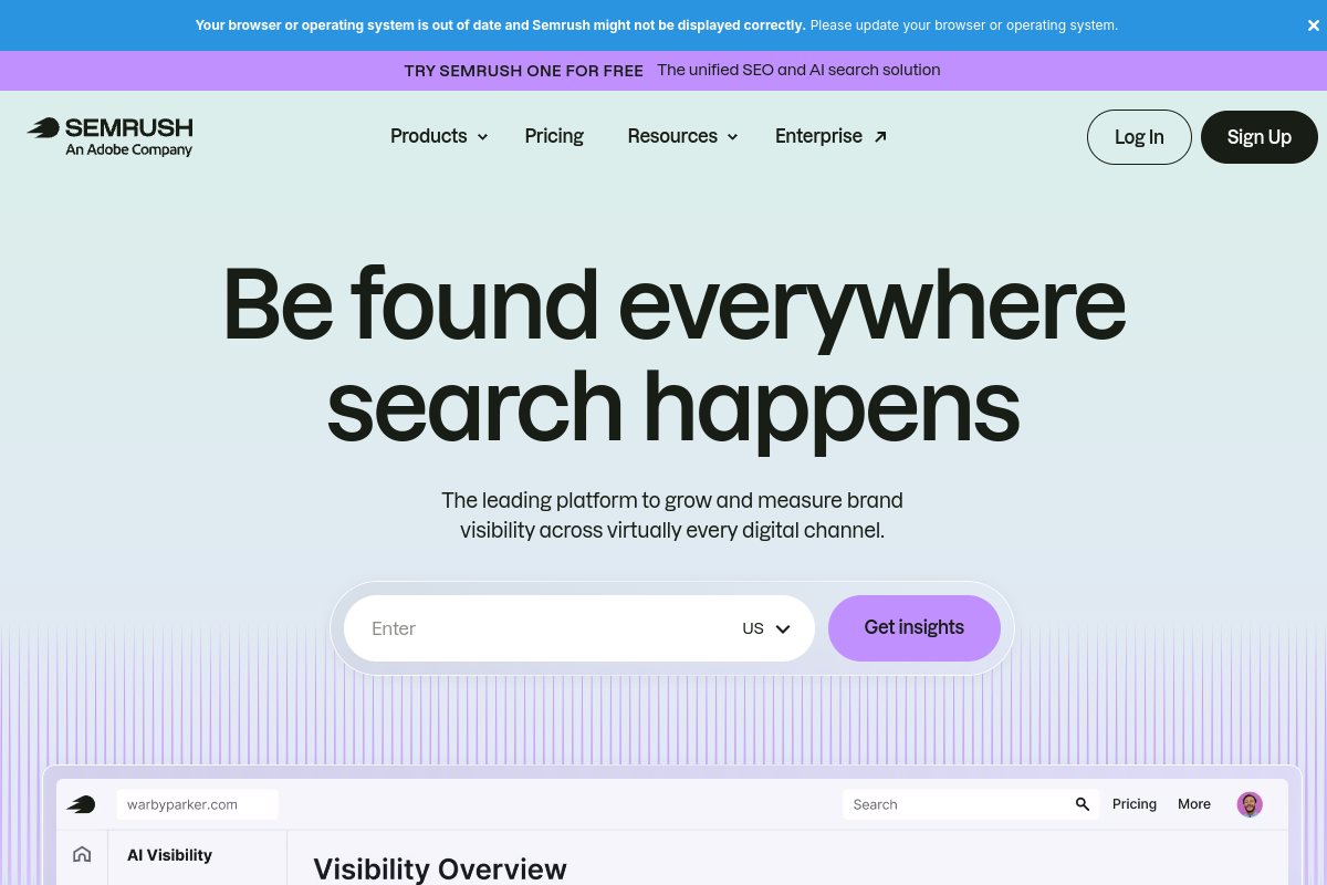 Semrush homepage