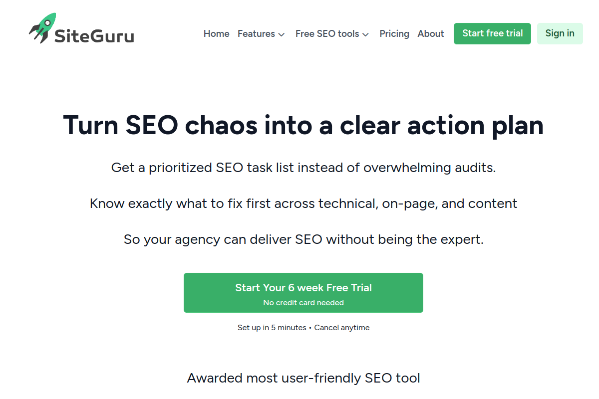 SiteGuru homepage