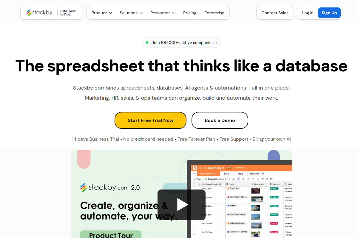 Stackby homepage
