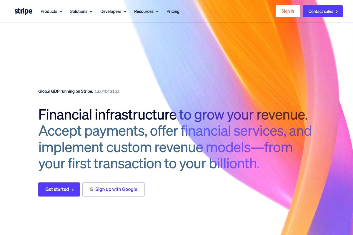 Stripe homepage