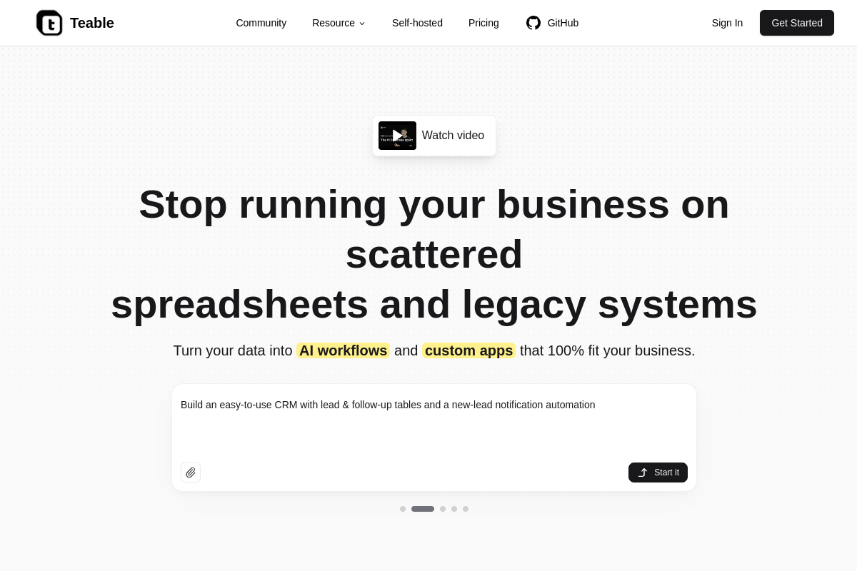 Teable homepage