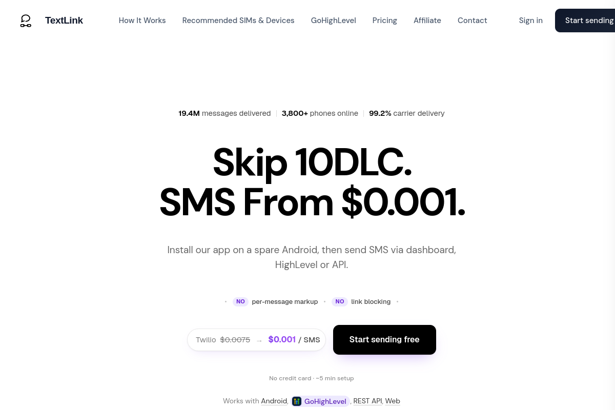 TextLink homepage